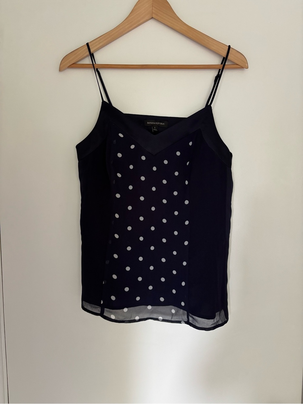 Polka Dot Chiffon Cami Top - Navy